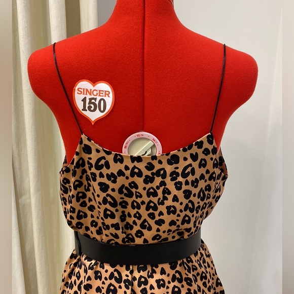 Mini Slip Dress by CRESCENT, Leopard Print, Camel/Black, Cowl Neck (US M) - Picture 5 of 10